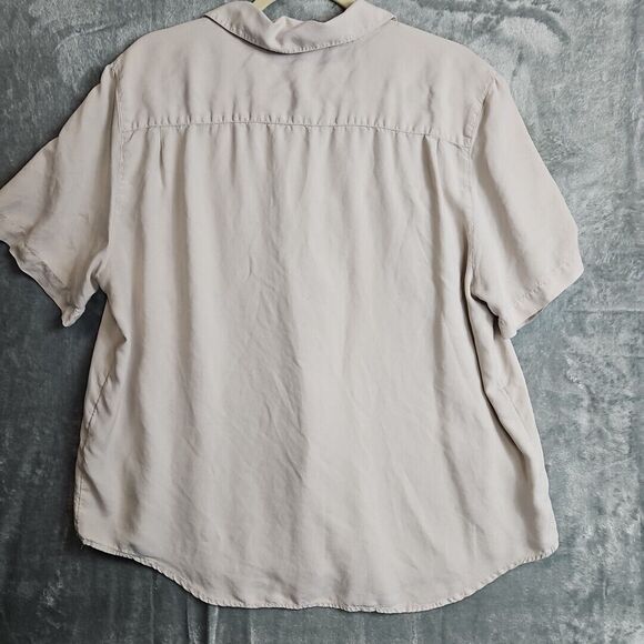 Laura Scott Beige Xl 100% silk blouse short sleeve button front - Picture 4 of 8
